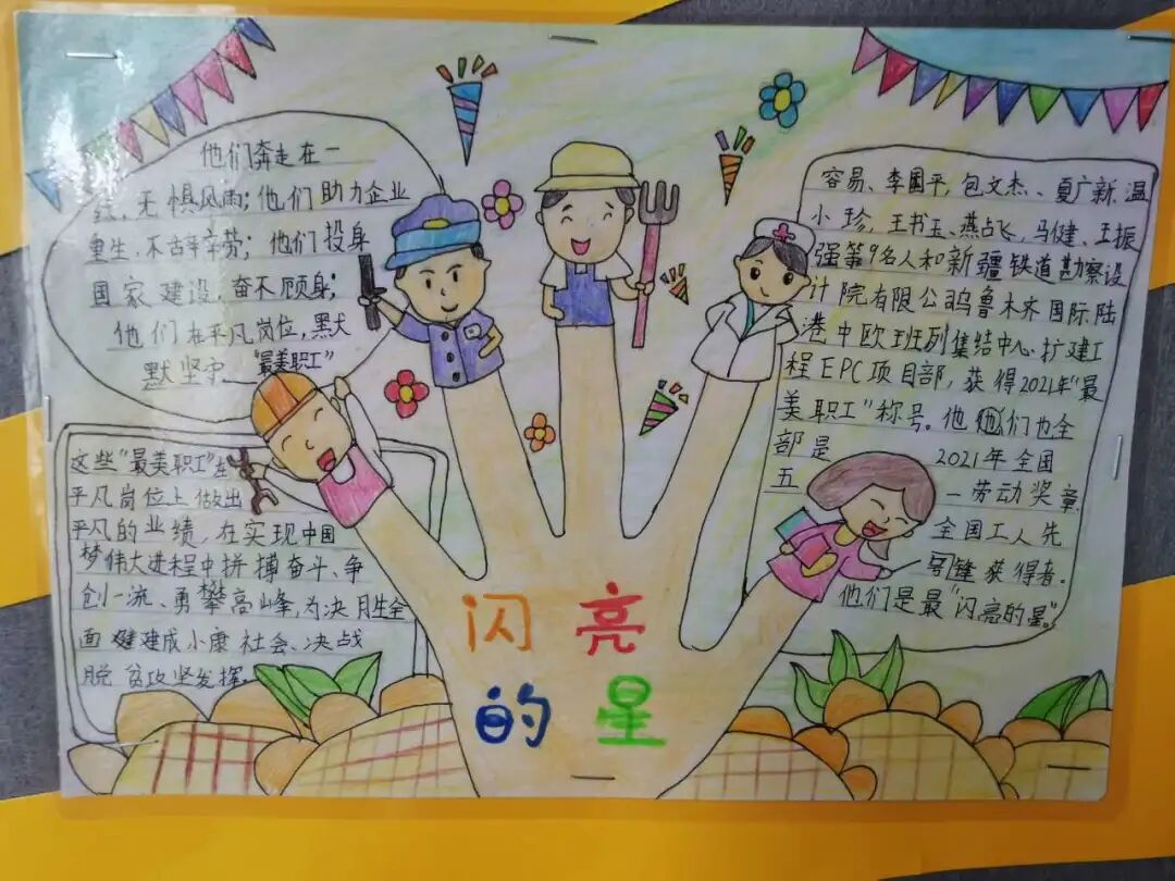 火一·献礼建党百年|“学党史 敬劳模”班级主题室外墙展评