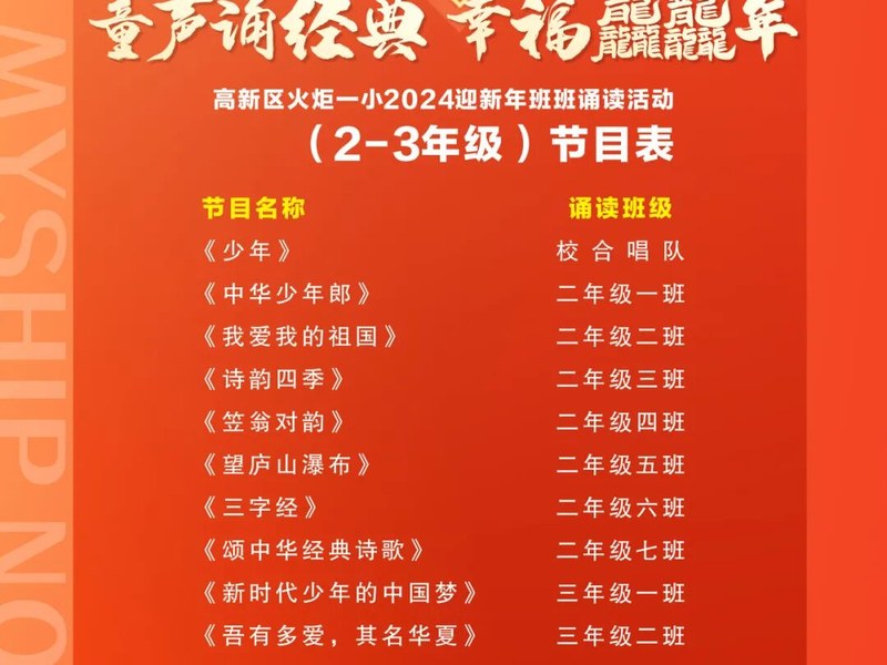 童声诵经典  幸福龘龘年 ——火炬一小2024迎新年系列活动